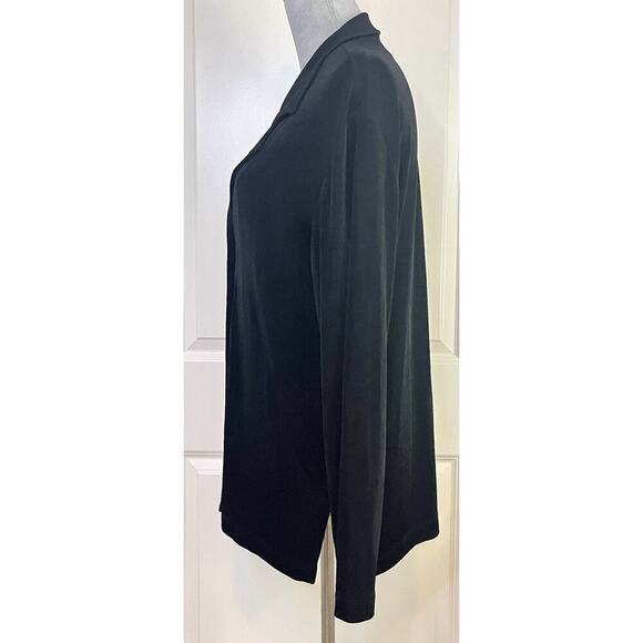 Chico’s Travelers LS Women’s Collared Lagenlook Cardigan Top Sz 2 Black Career - Picture 2 of 7